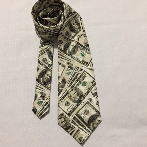 Money Theme $ 100 50 Bills Necktie Tie - Picture 1 of 7